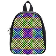 Bright  Circle Abstract Black Yellow Purple Green Blue School Bag (small) by BrightVibesDesign