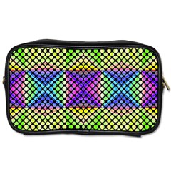 Bright  Circle Abstract Black Yellow Purple Green Blue Toiletries Bag (two Sides) by BrightVibesDesign