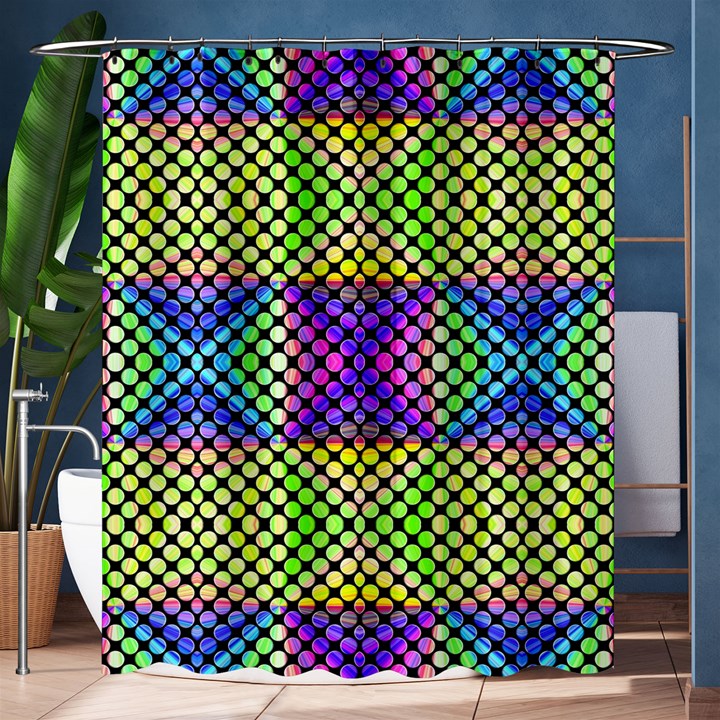 Bright  Circle Abstract Black Yellow Purple Green Blue Shower Curtain 60  x 72  (Medium) 