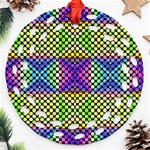 Bright  Circle Abstract Black Yellow Purple Green Blue Round Filigree Ornament (Two Sides) Front