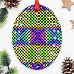 Bright  Circle Abstract Black Yellow Purple Green Blue Ornament (oval Filigree) by BrightVibesDesign