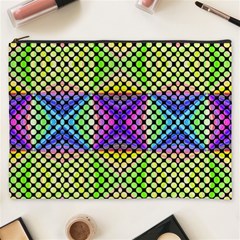 Bright  Circle Abstract Black Yellow Purple Green Blue Cosmetic Bag (xxxl) by BrightVibesDesign