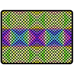 Bright  Circle Abstract Black Yellow Purple Green Blue Double Sided Fleece Blanket (large)  by BrightVibesDesign