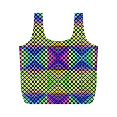 Bright  Circle Abstract Black Yellow Purple Green Blue Full Print Recycle Bag (m) by BrightVibesDesign