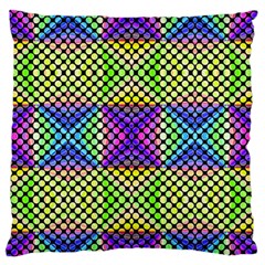 Bright  Circle Abstract Black Yellow Purple Green Blue Large Flano Cushion Case (one Side) by BrightVibesDesign