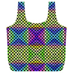 Bright  Circle Abstract Black Yellow Purple Green Blue Full Print Recycle Bag (xxl) by BrightVibesDesign