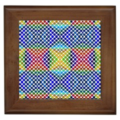 Colorful Circle Abstract White  Blue Yellow Red Framed Tile by BrightVibesDesign