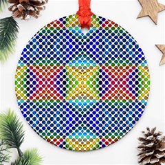 Colorful Circle Abstract White  Blue Yellow Red Ornament (round) by BrightVibesDesign