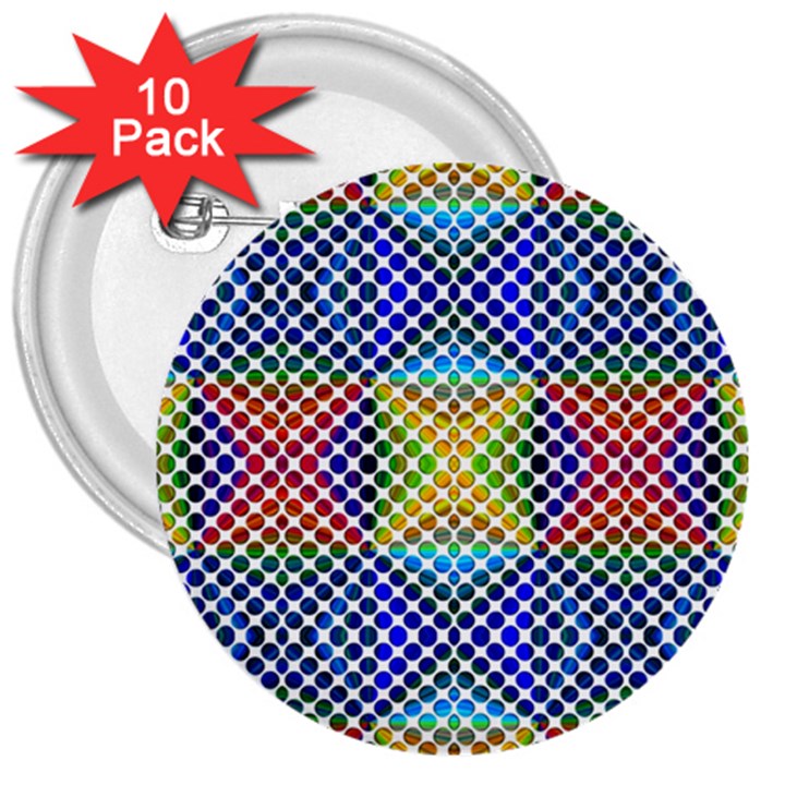 Colorful Circle Abstract White  Blue Yellow Red 3  Buttons (10 pack) 