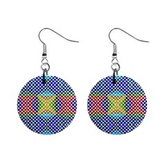 Colorful Circle Abstract White  Blue Yellow Red Mini Button Earrings