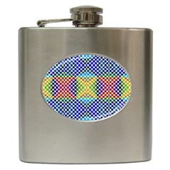 Colorful Circle Abstract White  Blue Yellow Red Hip Flask (6 Oz) by BrightVibesDesign