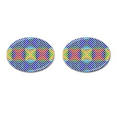 Colorful Circle Abstract White  Blue Yellow Red Cufflinks (oval) by BrightVibesDesign