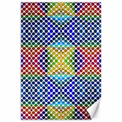 Colorful Circle Abstract White  Blue Yellow Red Canvas 12  X 18  by BrightVibesDesign