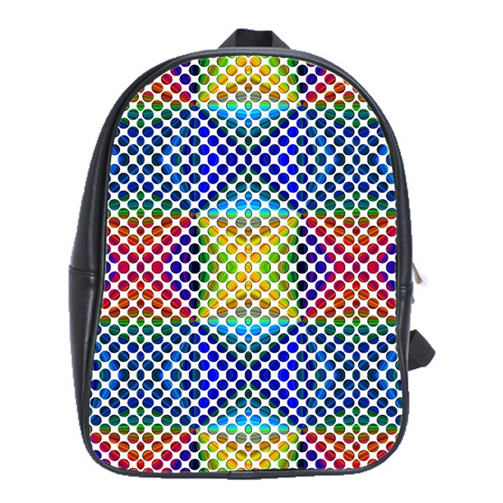 Colorful Circle Abstract White  Blue Yellow Red School Bag (Large)