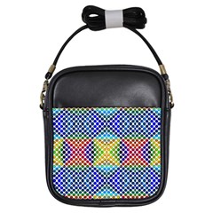 Colorful Circle Abstract White  Blue Yellow Red Girls Sling Bag by BrightVibesDesign