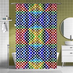 Colorful Circle Abstract White  Blue Yellow Red Shower Curtain 48  X 72  (small)  by BrightVibesDesign