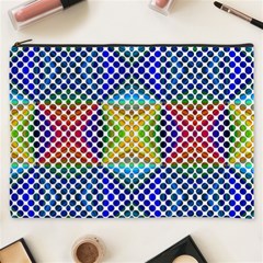 Colorful Circle Abstract White  Blue Yellow Red Cosmetic Bag (xxxl) by BrightVibesDesign