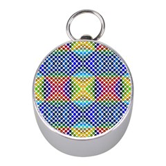 Colorful Circle Abstract White  Blue Yellow Red Mini Silver Compasses by BrightVibesDesign