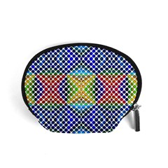 Colorful Circle Abstract White  Blue Yellow Red Accessory Pouch (small) by BrightVibesDesign