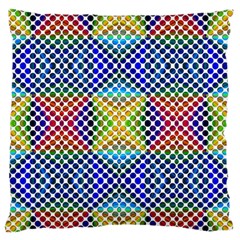 Colorful Circle Abstract White  Blue Yellow Red Large Flano Cushion Case (one Side) by BrightVibesDesign