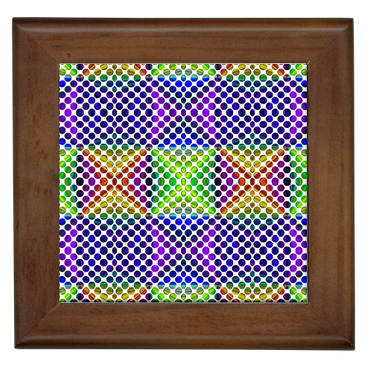 Colorful Circle Abstract White Purple Green Blue Framed Tile