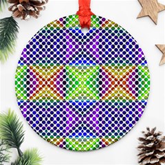 Colorful Circle Abstract White Purple Green Blue Ornament (round) by BrightVibesDesign