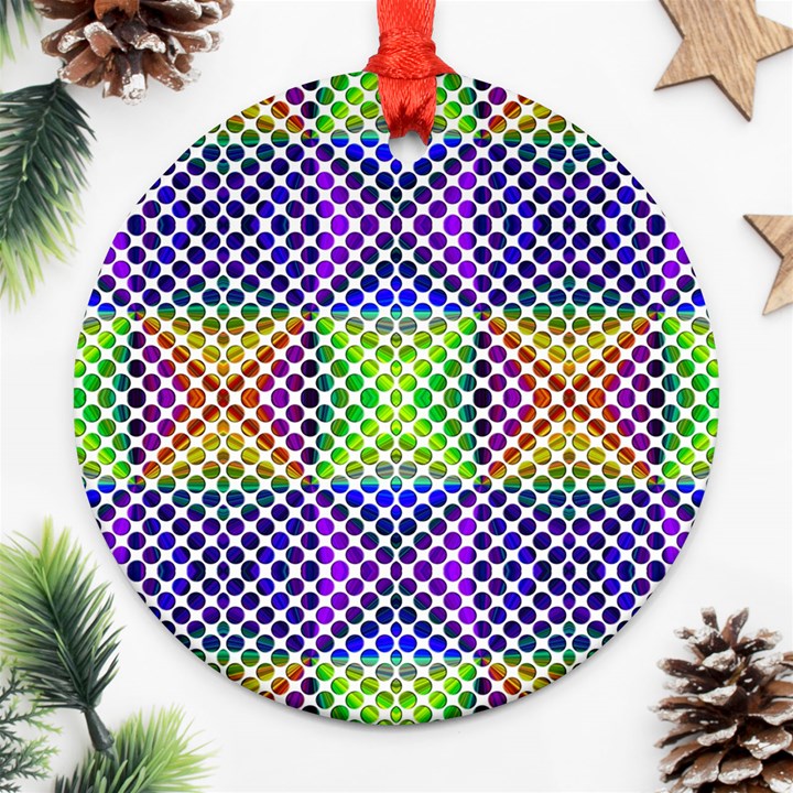 Colorful Circle Abstract White Purple Green Blue Ornament (Round)