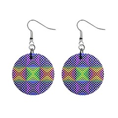 Colorful Circle Abstract White Purple Green Blue Mini Button Earrings by BrightVibesDesign