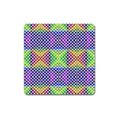 Colorful Circle Abstract White Purple Green Blue Square Magnet by BrightVibesDesign