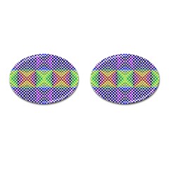 Colorful Circle Abstract White Purple Green Blue Cufflinks (oval) by BrightVibesDesign