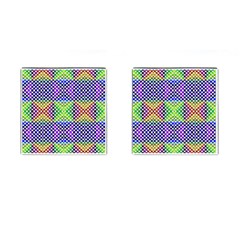 Colorful Circle Abstract White Purple Green Blue Cufflinks (square) by BrightVibesDesign