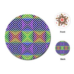 Colorful Circle Abstract White Purple Green Blue Playing Cards Single Design (round) by BrightVibesDesign