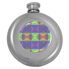 Colorful Circle Abstract White Purple Green Blue Round Hip Flask (5 Oz) by BrightVibesDesign