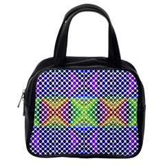 Colorful Circle Abstract White Purple Green Blue Classic Handbag (one Side) by BrightVibesDesign