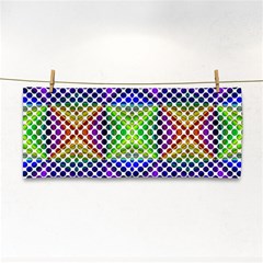 Colorful Circle Abstract White Purple Green Blue Hand Towel by BrightVibesDesign