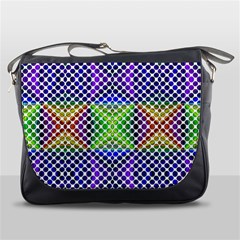 Colorful Circle Abstract White Purple Green Blue Messenger Bag by BrightVibesDesign