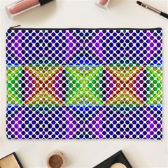 Colorful Circle Abstract White Purple Green Blue Cosmetic Bag (xxxl) by BrightVibesDesign