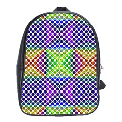 Colorful Circle Abstract White Purple Green Blue School Bag (xl) by BrightVibesDesign