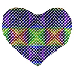 Colorful Circle Abstract White Purple Green Blue Large 19  Premium Heart Shape Cushions by BrightVibesDesign