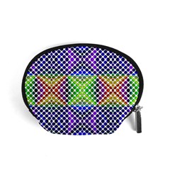 Colorful Circle Abstract White Purple Green Blue Accessory Pouch (small) by BrightVibesDesign