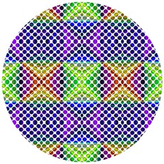 Colorful Circle Abstract White Purple Green Blue Wooden Puzzle Round by BrightVibesDesign