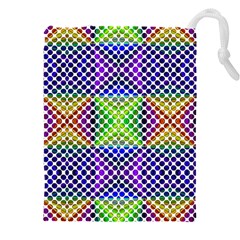 Colorful Circle Abstract White Purple Green Blue Drawstring Pouch (5xl) by BrightVibesDesign