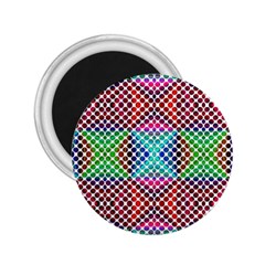 Colorful Circle Abstract White  Red Pink Green 2 25  Magnets by BrightVibesDesign