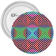 Colorful Circle Abstract White  Red Pink Green 3  Buttons by BrightVibesDesign