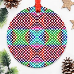 Colorful Circle Abstract White  Red Pink Green Ornament (round) by BrightVibesDesign