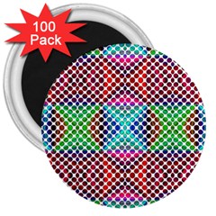 Colorful Circle Abstract White  Red Pink Green 3  Magnets (100 Pack) by BrightVibesDesign