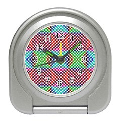 Colorful Circle Abstract White  Red Pink Green Travel Alarm Clock by BrightVibesDesign