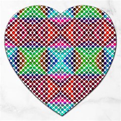 Colorful Circle Abstract White  Red Pink Green Jigsaw Puzzle (heart) by BrightVibesDesign