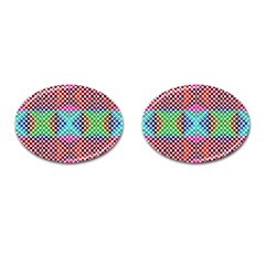 Colorful Circle Abstract White  Red Pink Green Cufflinks (oval) by BrightVibesDesign