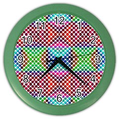 Colorful Circle Abstract White  Red Pink Green Color Wall Clock by BrightVibesDesign